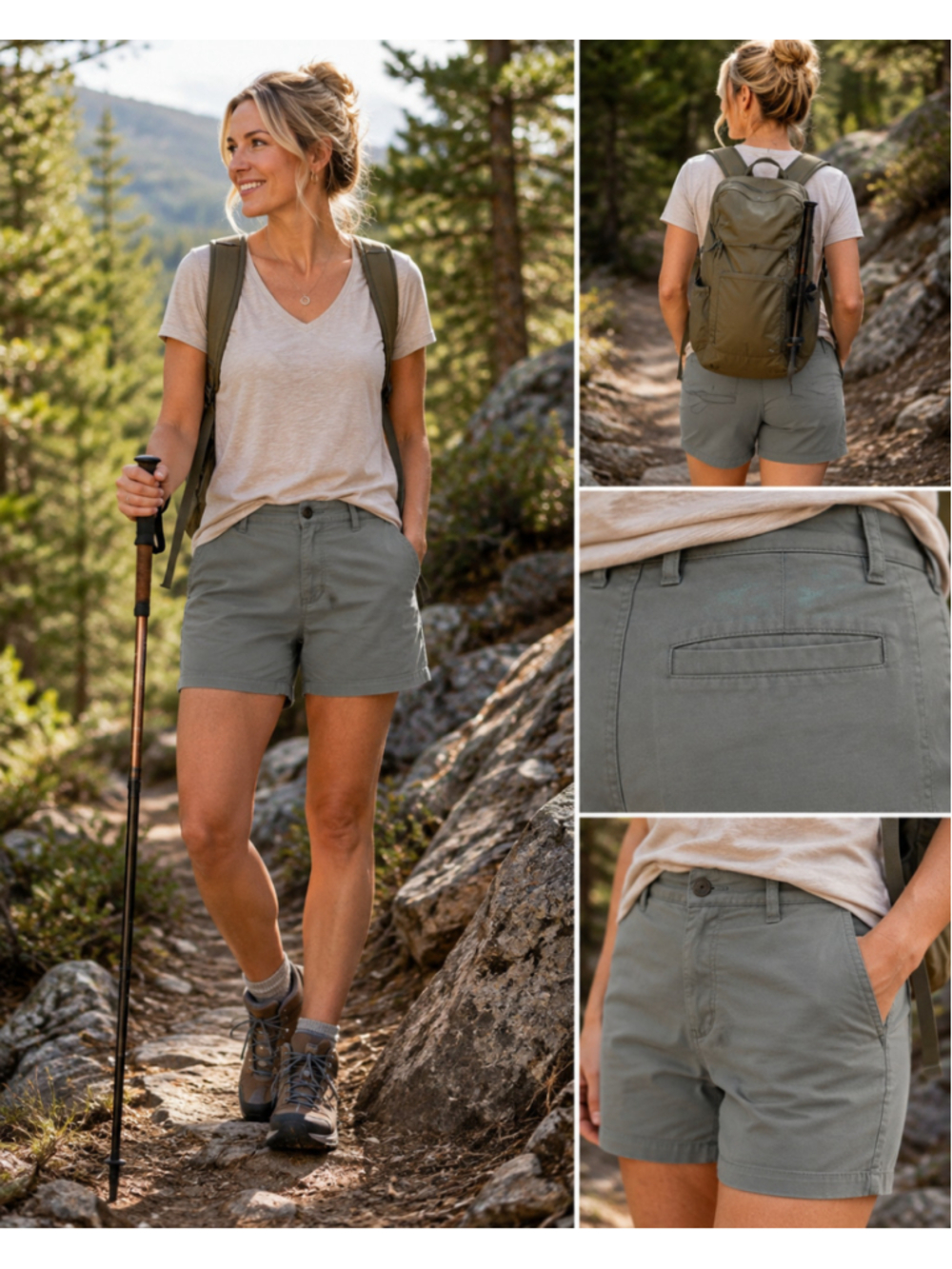 Talbots size 8 relaxed chino shorts in gray-green